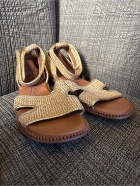 Gold Glitter Ankle-Strap Sandals